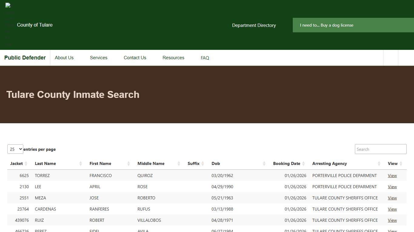 Tulare County Inmate Search Public Defender